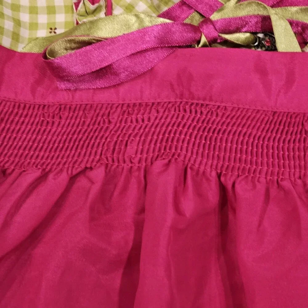 Wiesnkonig Girls German Dirndl Apron Dress Green Pink Sz‎ 12 Octoberfest